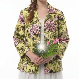 Rafael Jacket Green Pink Floral Cottage Linen Fairy Boho 16